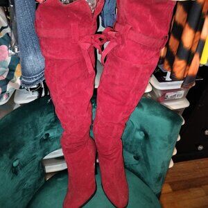 Gentle used red thigh high boots